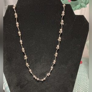 Premier Designs Elegant Silver Necklace with Delicate Beaded Design